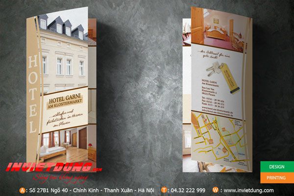 Tờ rơi khách sạn hotel Garni. Mẫu tờ rơi quảng cáo khách sạn đẹp